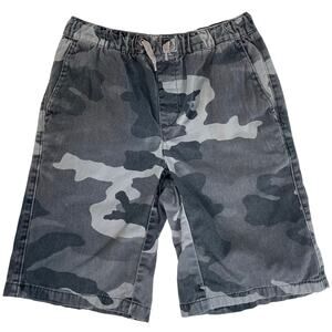 Boys Amplify Camo Shorts Medium 10 12 Cotton Elastic Waist Gray Black Play